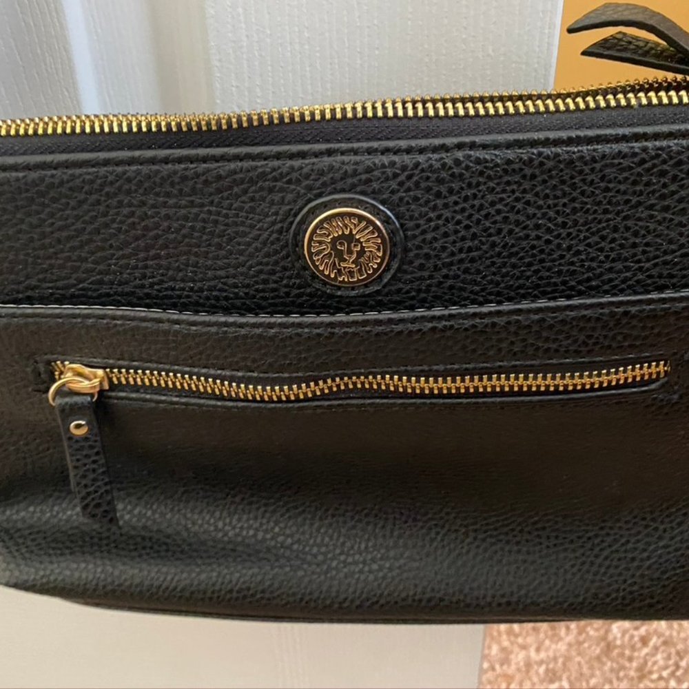 Black Anne Klein Leather Crossbody with Zipper